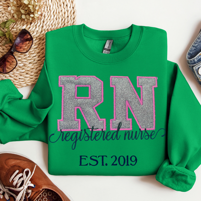 Glitter Registered Nurse Over Sweatshirt