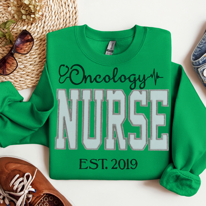 Cute Glitter Oncology Sweatshirt Hoodie Nurse Embroidery Popular Design