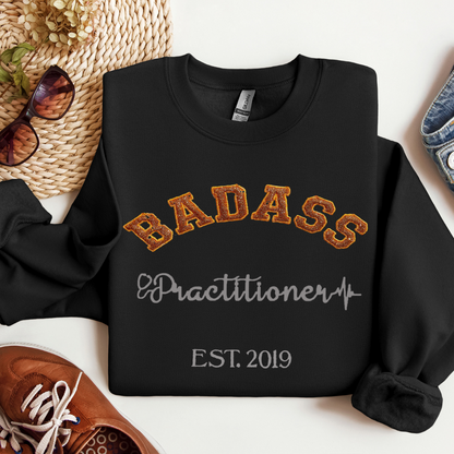 Badass Glitter Cute Bold Nurse Practitioner Embroidery Hoodie Sweatshirt