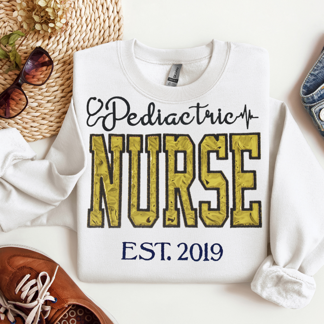 Trendy Metallic Pediatric Nurse Embroidery Hoody-Custom Design