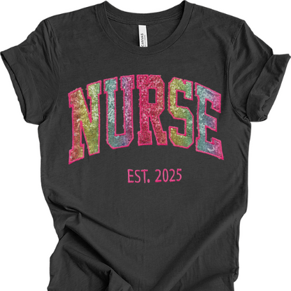 Sequin Rainbow NURSE T-Shirt