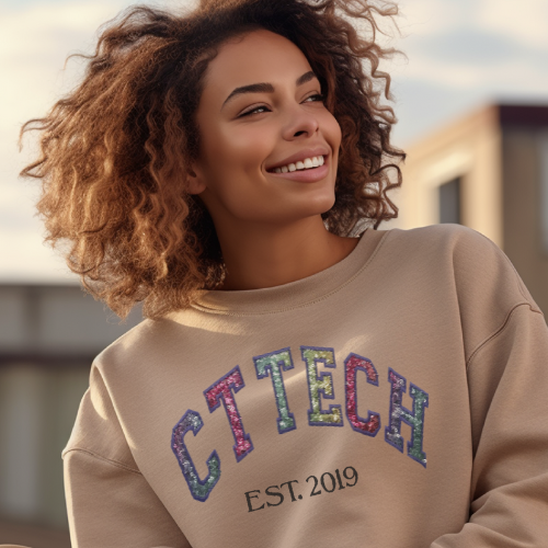 Sequin Rainbow CT TECH Embroidery Crewneck