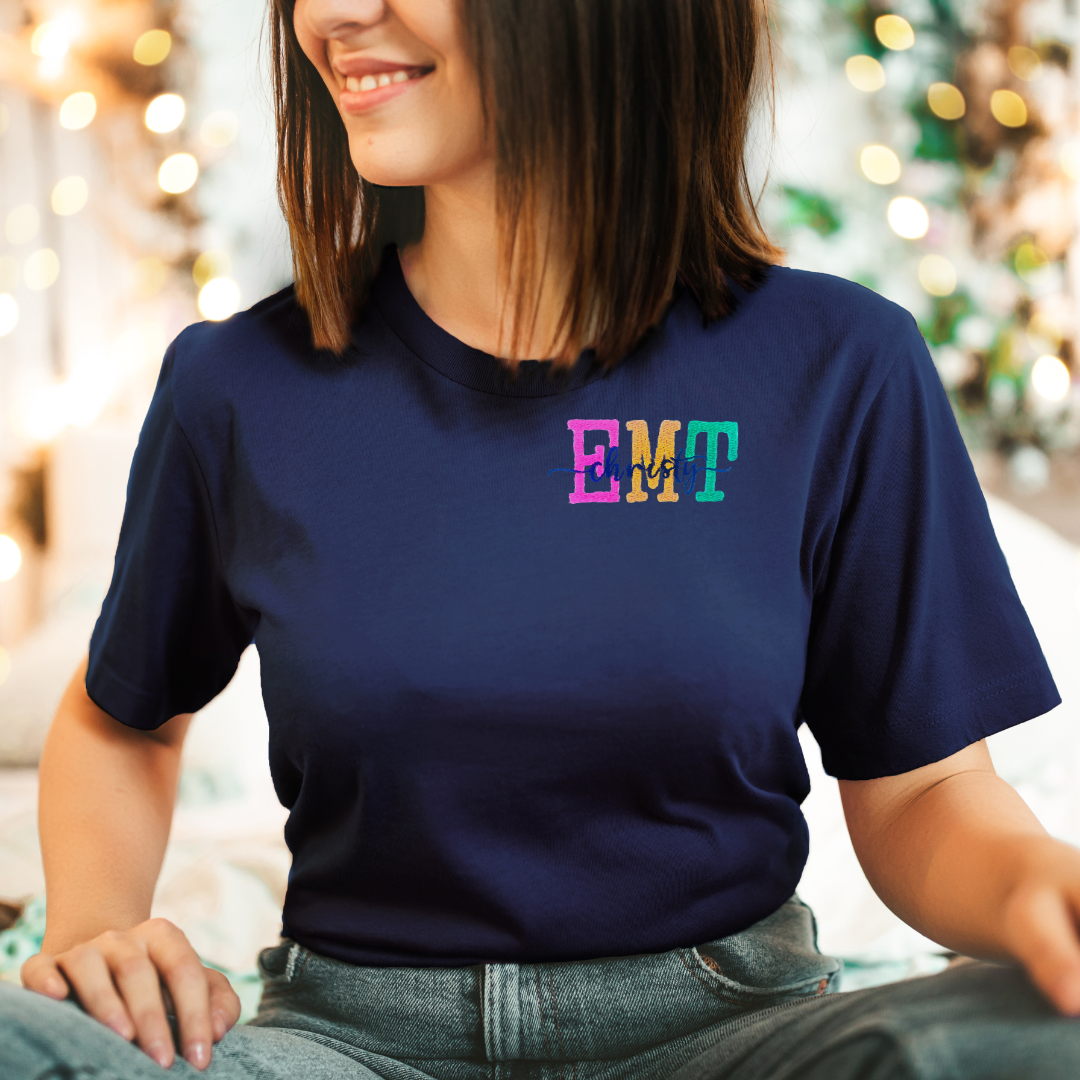 Popular Bold Glitter Trendy Fun Embroidery EMT T-shirt