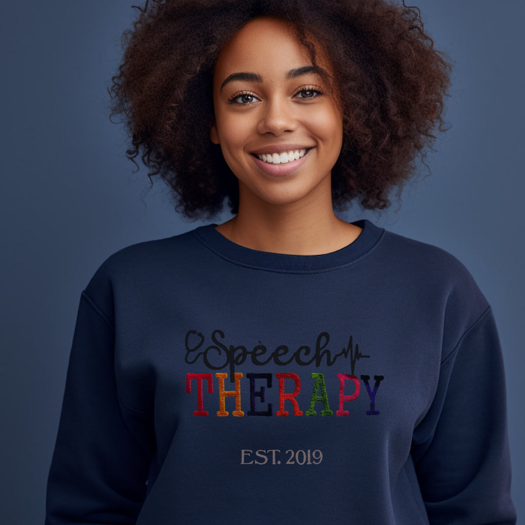 Colorful Unique Speech Therapy Embroidery Hoodie Sweatshirt