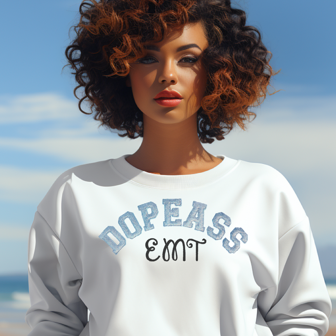 Popular Bold Glitter Embroidery Trendy Dopeass EMT Hoodie Sweatshirt