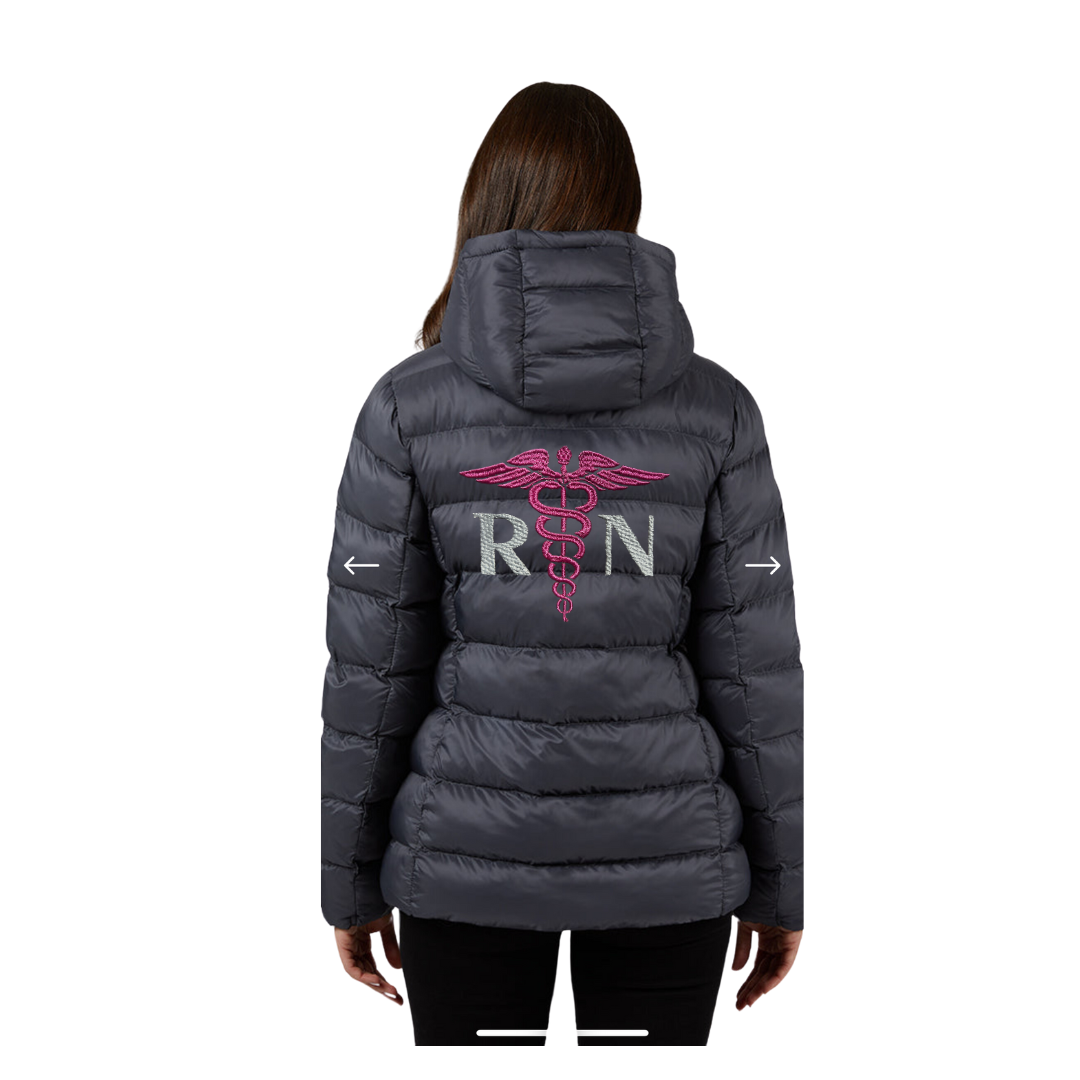 HOODED RN LPN Nurse Puffer Jacket