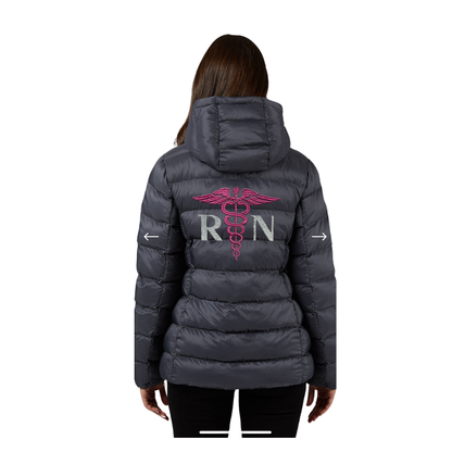 HOODED RN LPN Nurse Puffer Jacket