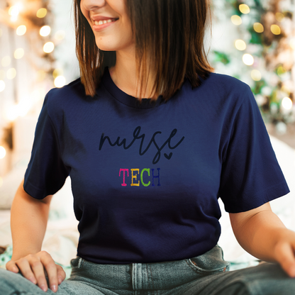 Trendy Cute Graphic Unique Nurse Tech Embroidery Crewneck Tshirt