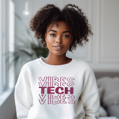 Glitter Trendy Cute Fun Unique Nurse Tech Vibes Embroidery Crewneck