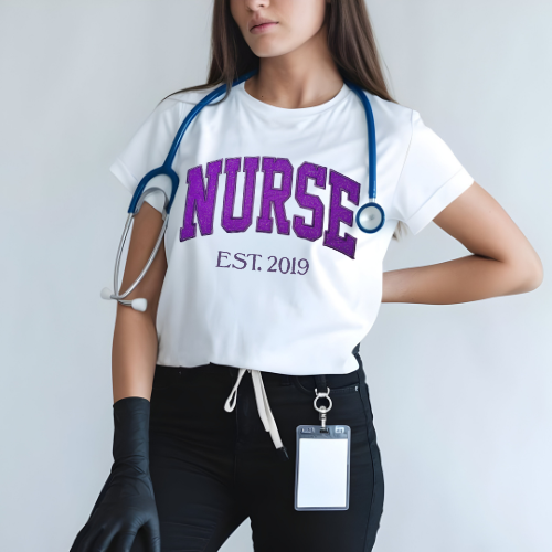 Purple Glitter NURSE T-Shirt