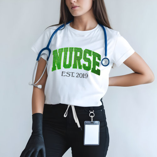 Green Glitter NURSE T-Shirt
