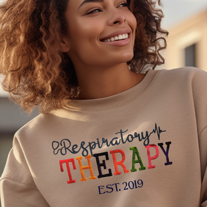 Colorful Trendy Glitter Respiratory Therapy Embroidery Hoodie