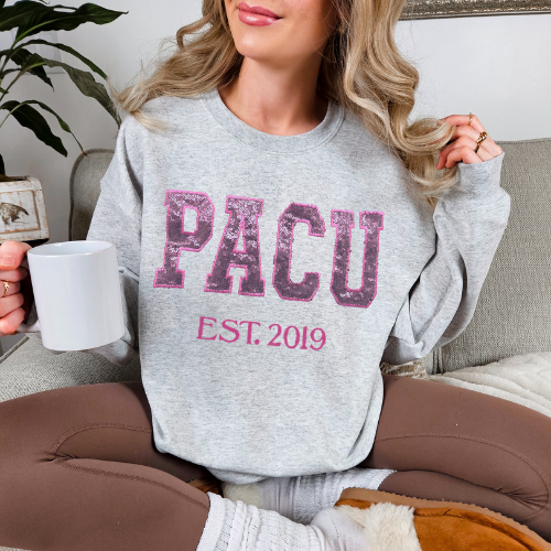 Sequin Glitter PACU Embroidery Sweatshirt