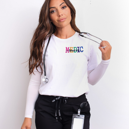 Popular Bold Colorful Trendy Fun Embroidery Medic Personalized T-shirt