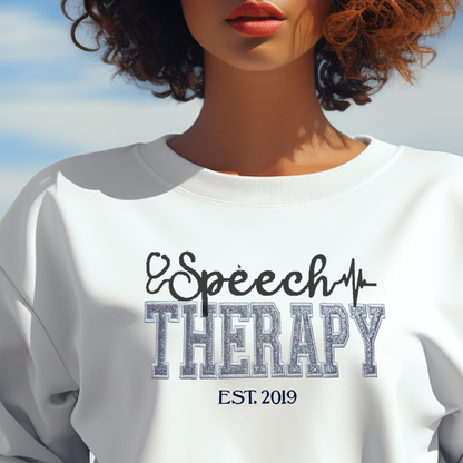 Colorful Trendy Graphic Speech Therapy Embroidery Hoodie Sweatshirt