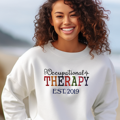 Colorful Trendy Graphic Occupational Therapy Embroidery Hoodie Sweatshirt