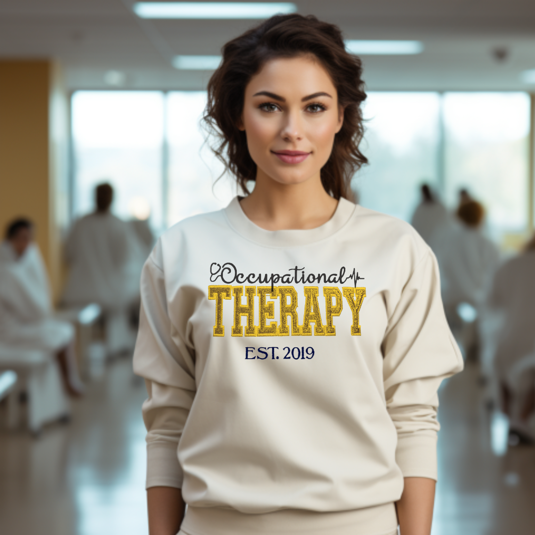 Trendy Cute Unique Bold Occupational Therapy Embroidery Hoodie Sweatshirt