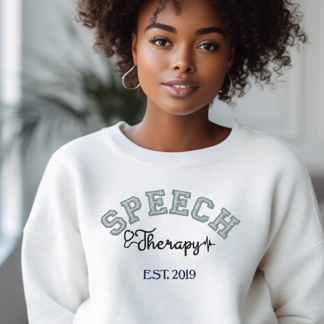 Trendy Silver Unique Speech Therapy Embroidery Hoodie Sweatshirt