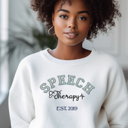 Trendy Silver Unique Speech Therapy Embroidery Hoodie Sweatshirt