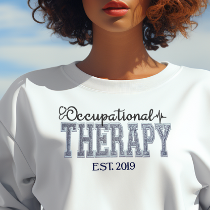 Colorful Trendy Graphic Occupational Therapy Embroidery Hoodie Sweatshirt