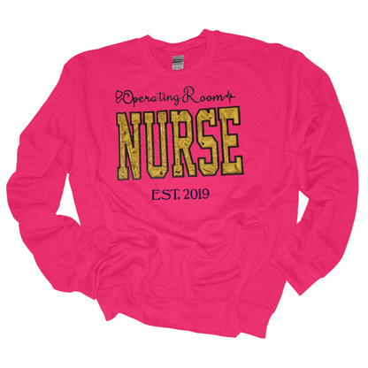 Cute Trendy Metallic OR Nurse Embroidery Hoody-Fun Custom Design