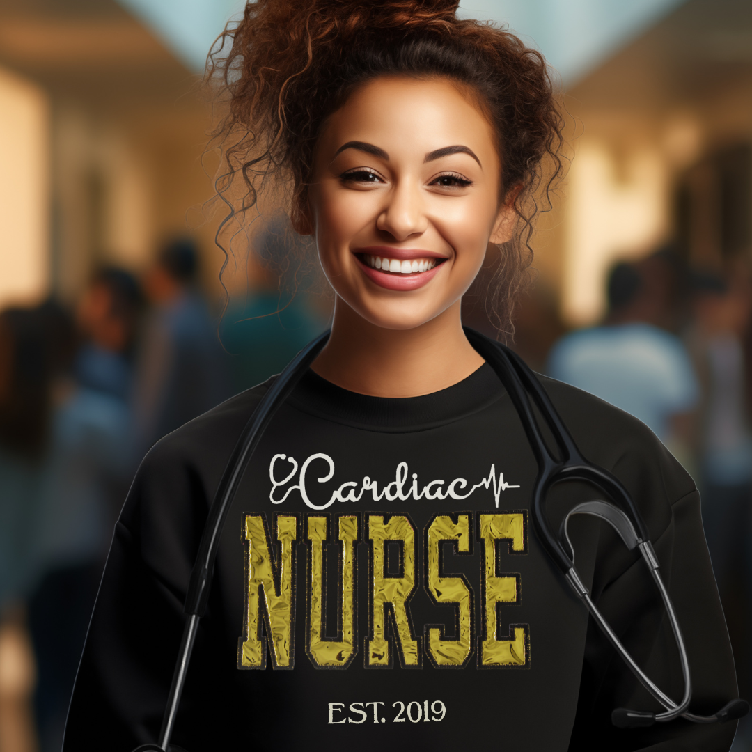 Cute Trendy Metallic Cardiac Nurse Embroidery Hoody-Custom Design