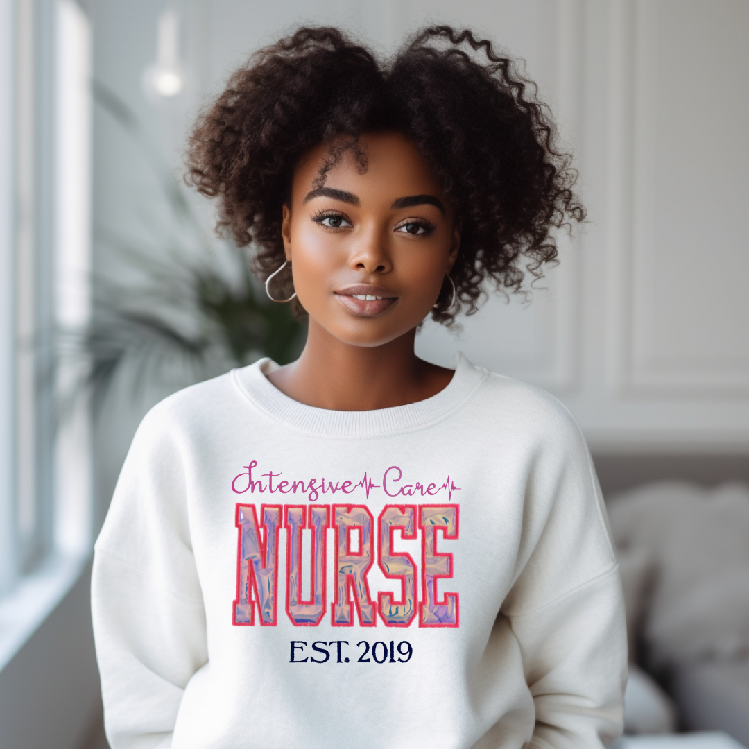 Cute Top-rated Stylish Holograghic ICU Hoodie Crewneck-Trendy Embroidery Design