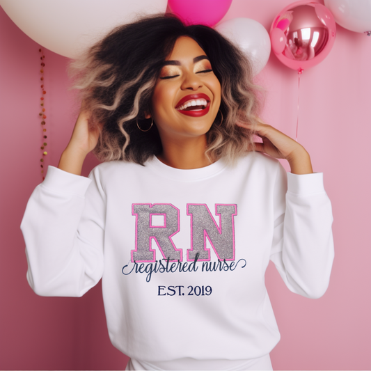 Glitter Registered Nurse Over Sweatshirt