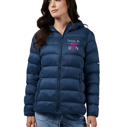 HOODED RN LPN Nurse Puffer Jacket