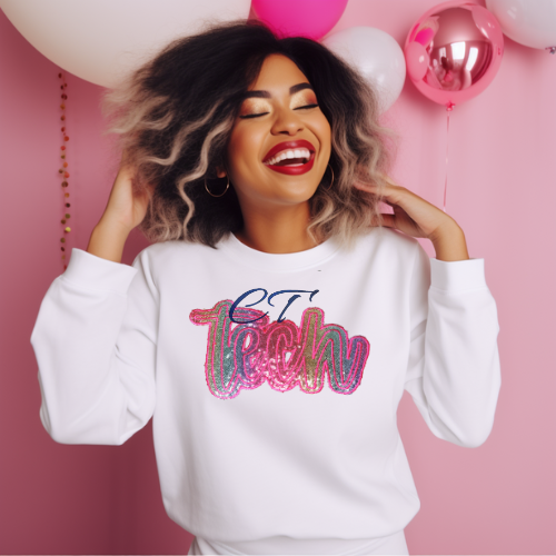 Sequin Glitter CT TECH Embroidery Crewneck