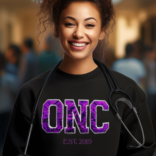 Sequin Glitter ONC Nurse Crewneck