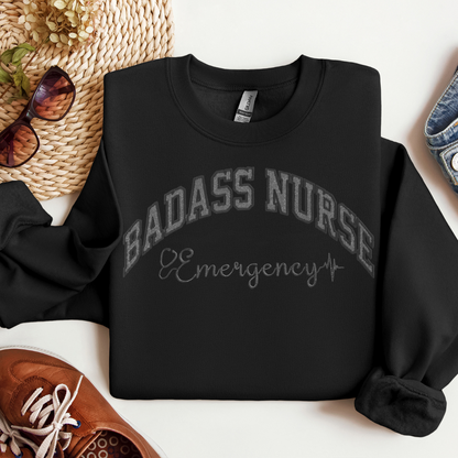 Cute Badass ER Nurse Crewneck Hoodie-Eye Catching Unique Embroidery Design