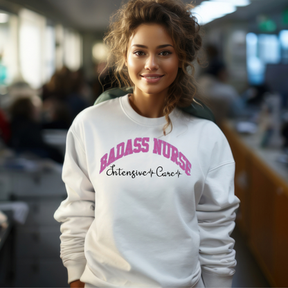 Cute Badass ICU Nurse Crewneck Hoodie-Eye Catching Unique Embroidery Design