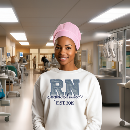 Glitter Registered Nurse Over Cute Crewneck