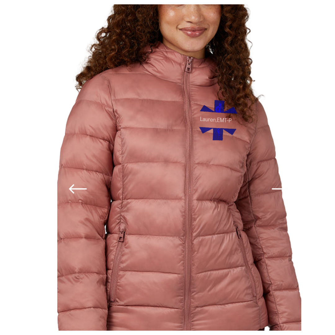 HOODED Embroidered Medic Puffer Jacket Custom Outerwear Cute