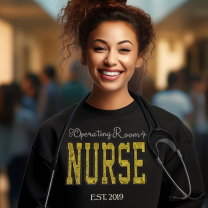 Cute Trendy Metallic OR Nurse Embroidery Hoody-Fun Custom Design