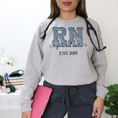 Glitter Registered Nurse Over Cute Crewneck