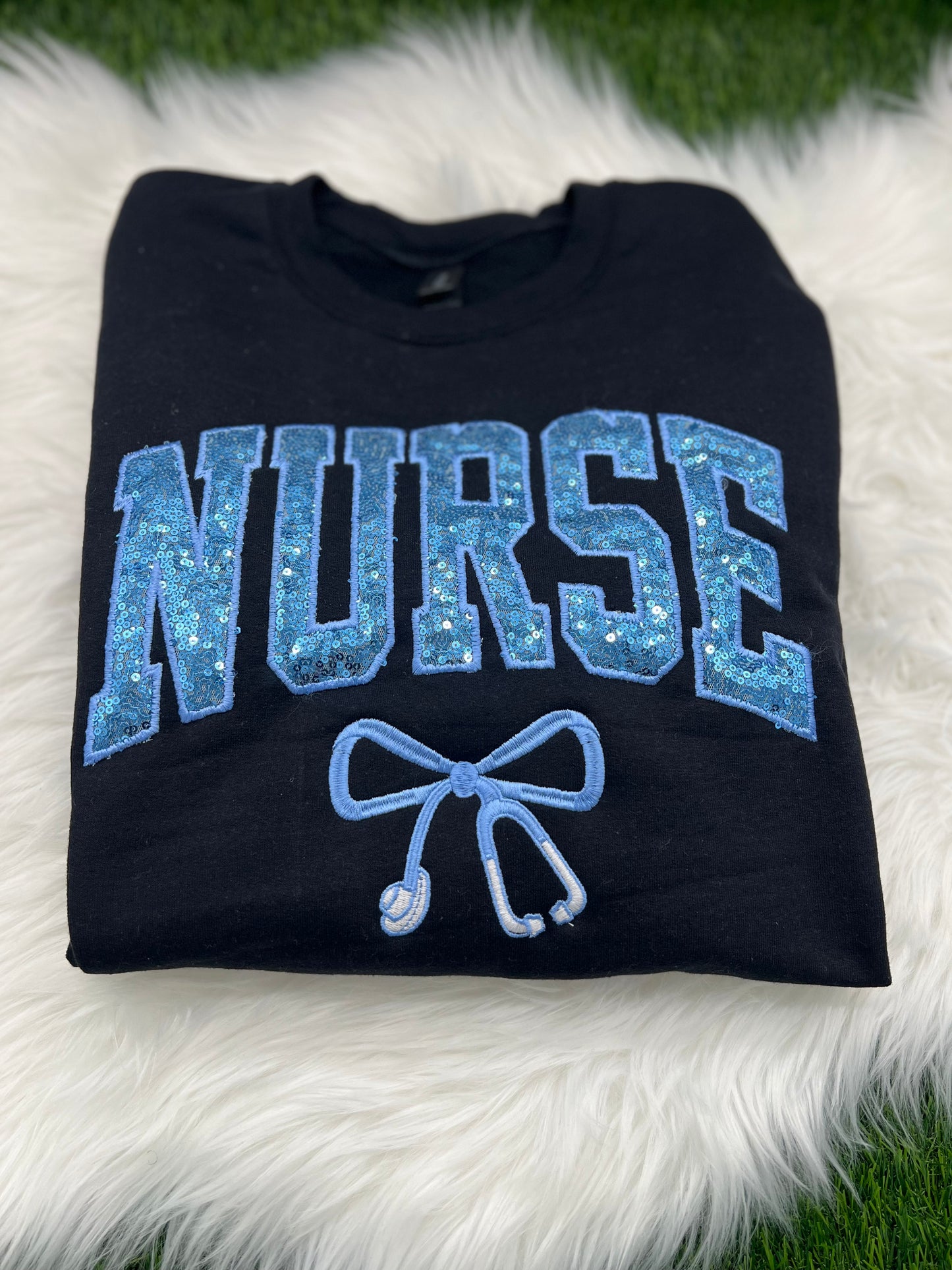 Sequin Glitter Nurse Embroidery Sweatshirt