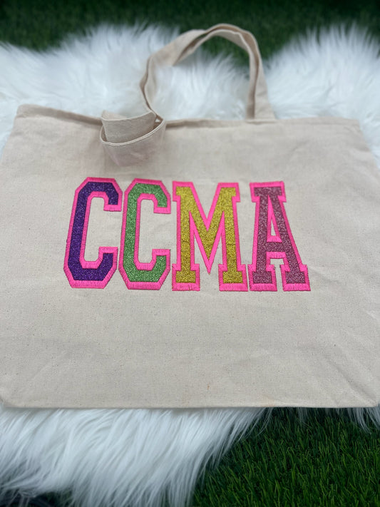 Canvas Glitter CMA Zip Tote Bag