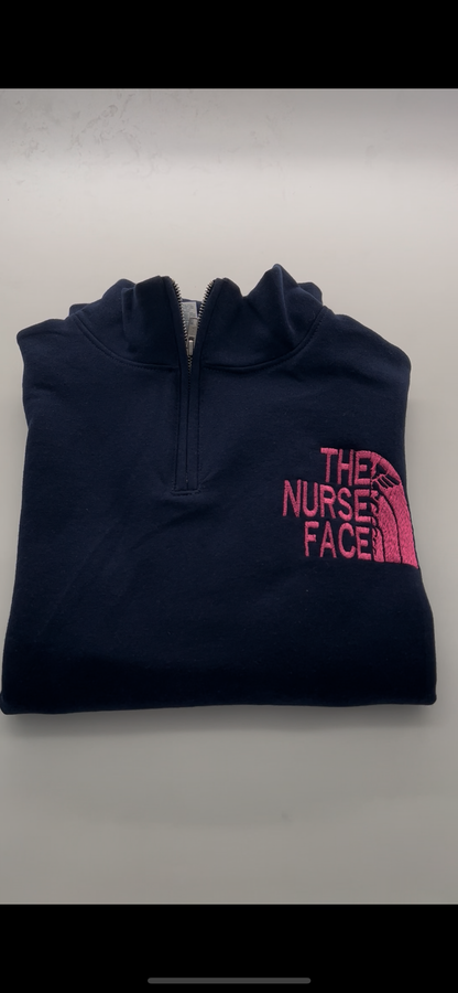 Embroidered NurseFACE 1/4 Zip Sweatshirt