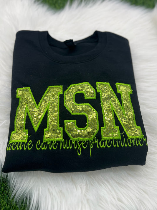 Acute Care Sequin Nurse Practitioner Sweatshirt