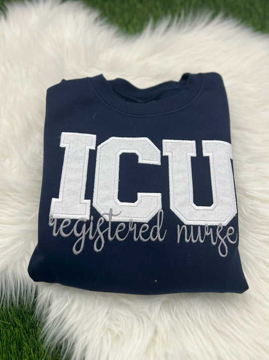 Glitter ICU Nurse Crewneck