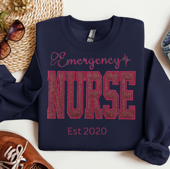 Glitter Sweatshirt ER Nurse Embroidery
