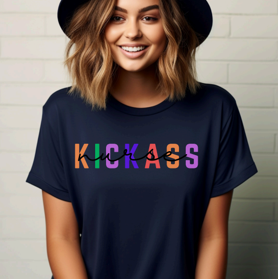 Kickass Nurse Cool Cute Custom Trendy Personalized T-Shirt Top