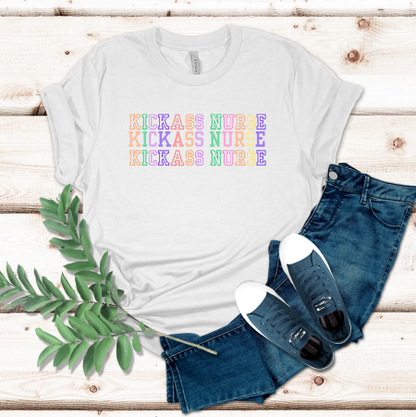 Kickass Nurse Cute Custom Trendy Embroidery T-Shirt