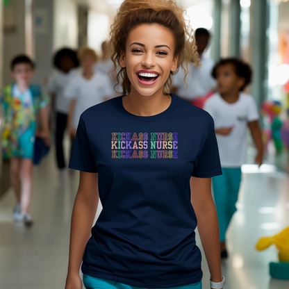 Kickass Nurse Cute Custom Trendy Embroidery T-Shirt