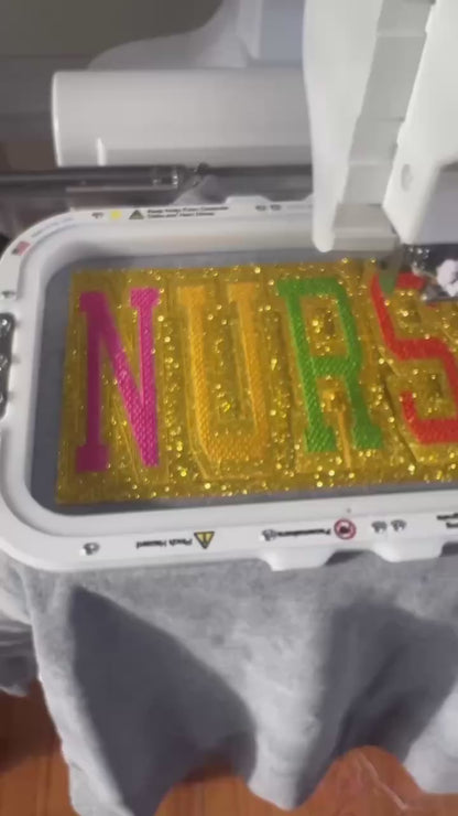 Faux Chenille Glitter Nurse Sweatshirt