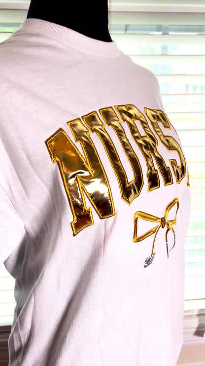 Gold Metallic Embroidery Crewneck