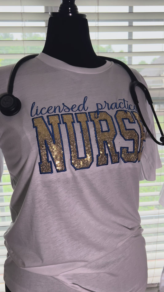 Sequin Glitter LPN Nurse Embroidery Sweatshirt