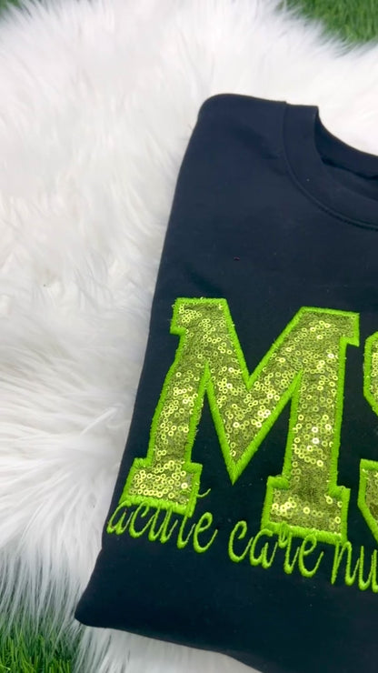 Acute Care Sequin Nurse Practitioner Sweatshirt